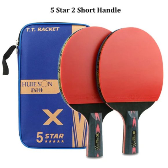 2pc Ping Pong Rackets Set 5 Star Offensive Table Tennis Racket with Fine Contr - Picture 8 of 15
